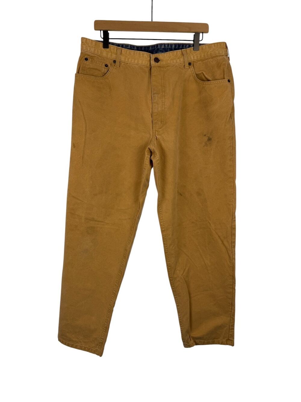 Vintage 90s ORVIS KHP Workwear Canvas Pants Mens Tan 37/29 Heavy Duty Distressed